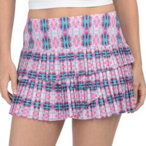 Lucky In Love tennis skirt Siesta Pleated Scalloped skort pink blue  sz  Medium